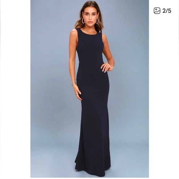 Lulus Dresses & Skirts - Lulu's Call My Name Midnight Blue Cowl Back Maxi Dress